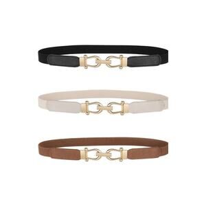 Jasgood Women Skinny Elastic Stretch Belt for Dresses Retro Thin Waist Belt